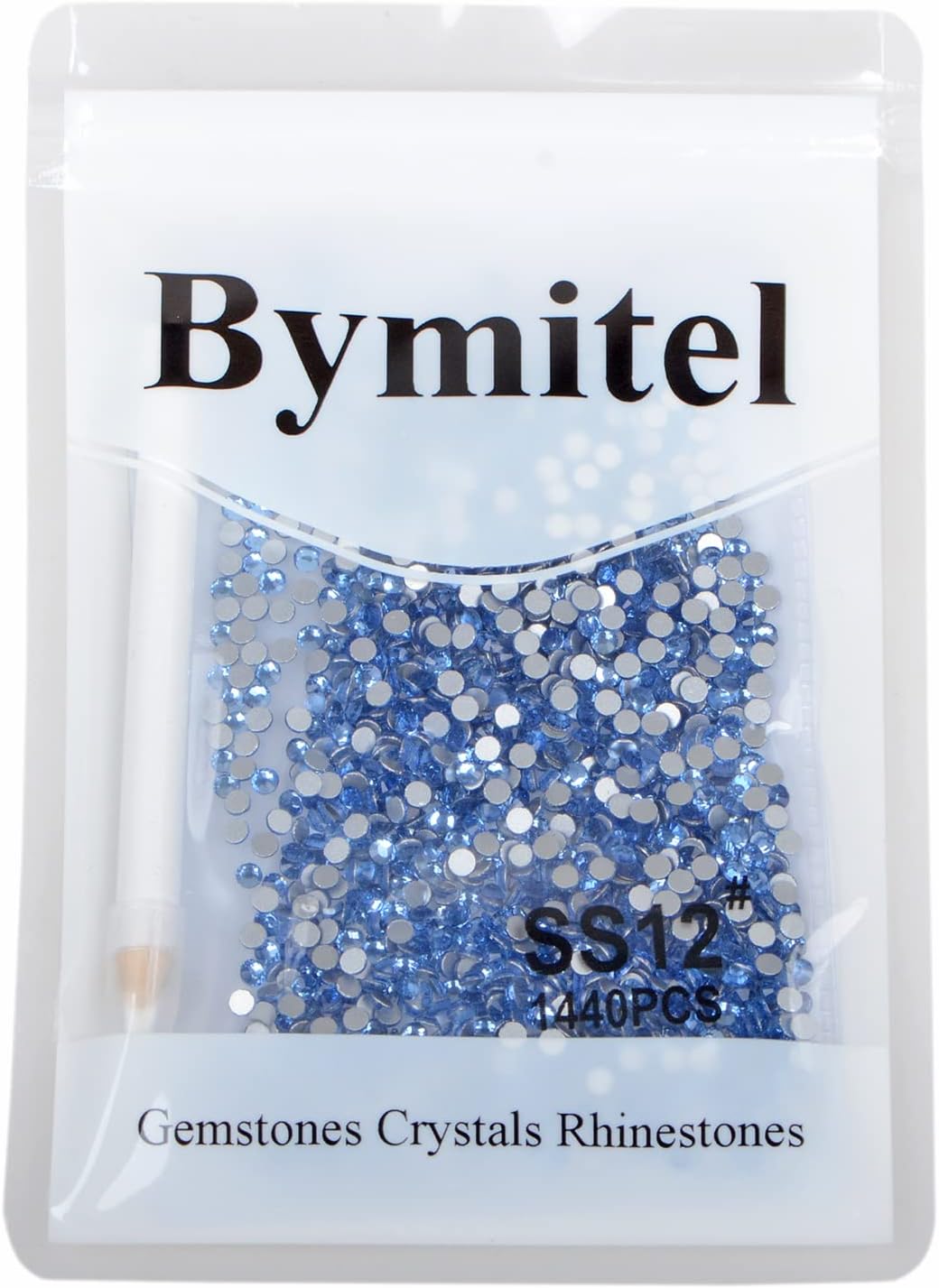 1440PCS Art Nail Rhinestones Non Hotfix Glue Fix Round Crystals Glass Flatback for DIY Jewelry Making with one Picking Pen (ss12 1440pcs, Lt. Sapphire)