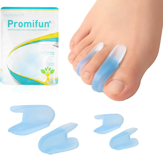 12-Pack Gel Toe Separators - Bunion Pads – Toe Spacers for Overlapping Toes Straightening for Men and Women (4L+8S, Transparent Blue)