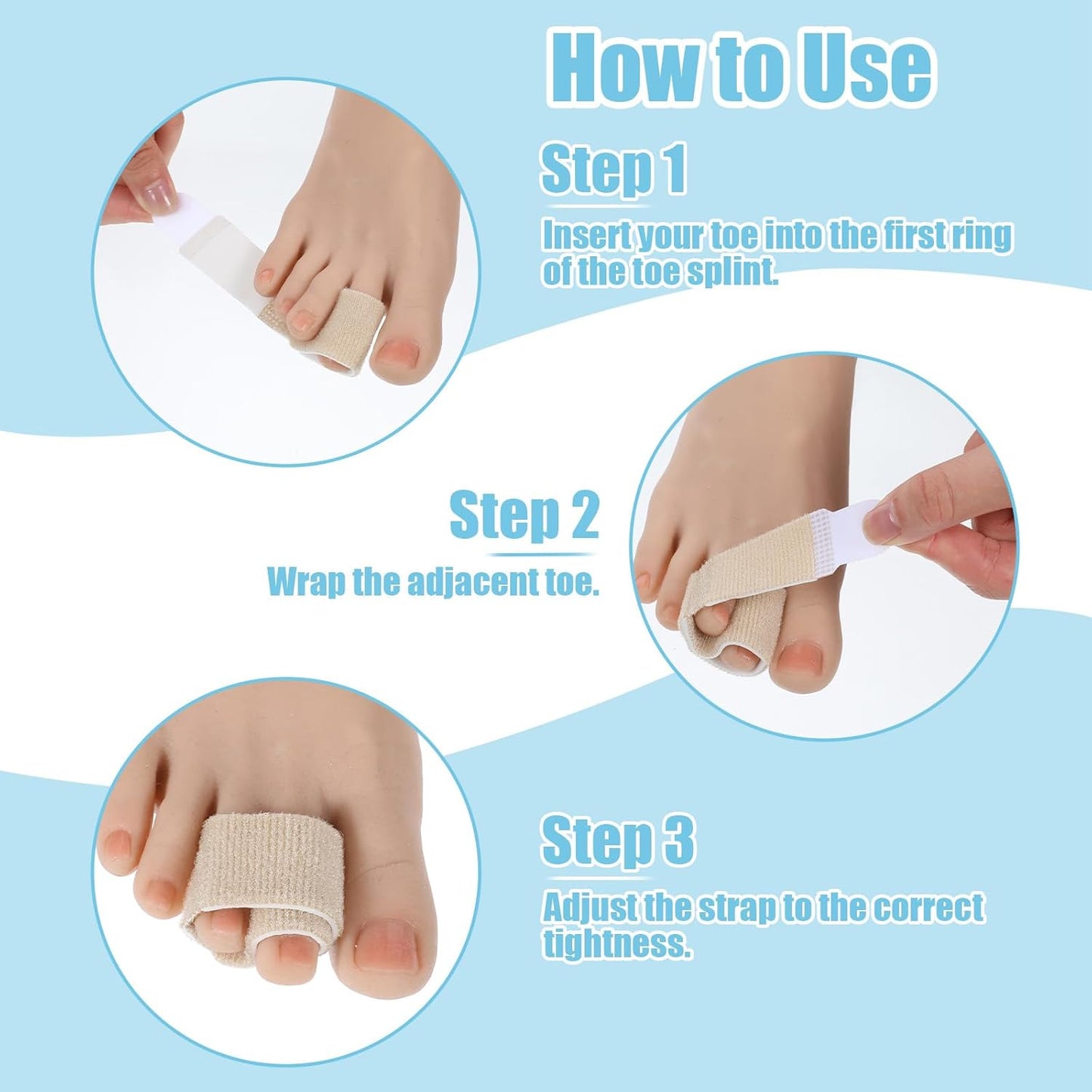 10 Pcs Hammer Toe Corrector Reusable Fabric Buddy Toe Wraps Hammertoe Straightener Fabric Hammer Toe Wraps Toe Protection Splint for Men Women Crooked Toes Curled Toes Bent Toes