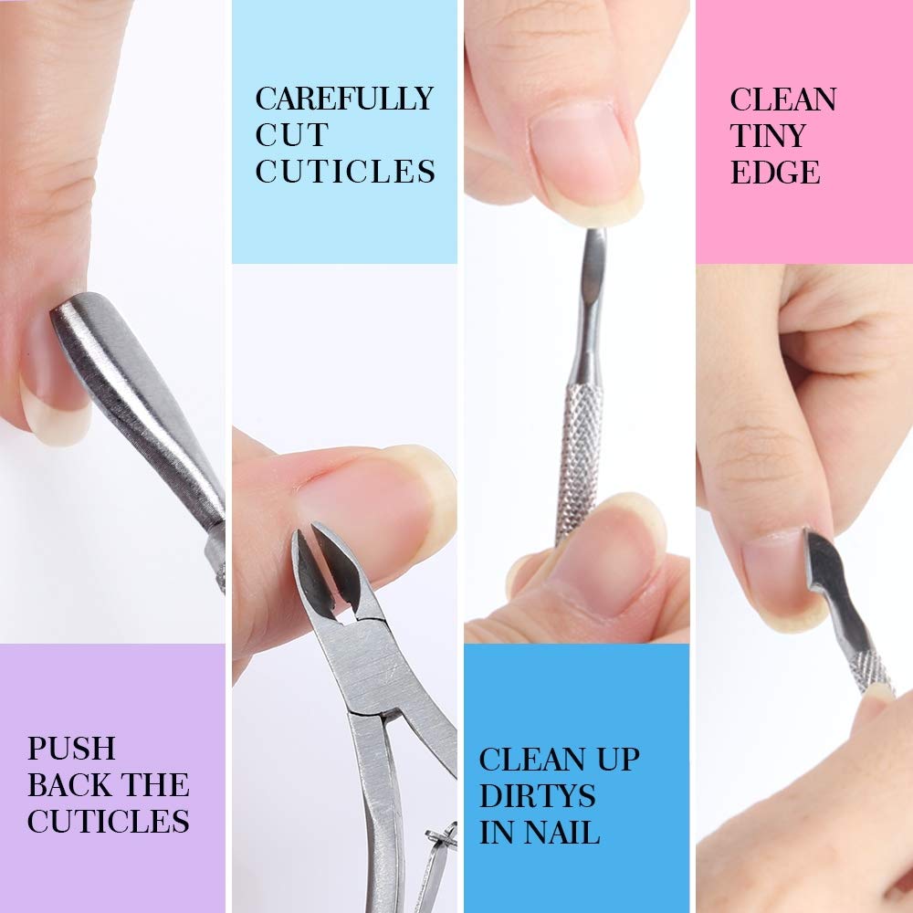 3pcs Double Sided Rectangular Nail File and Buffer, Buffer Block Sponge Polished, Nail Brush, Come with Cuticle Nipper and Pusher, Perfect Manicure Tool Kit for Shiny Nail