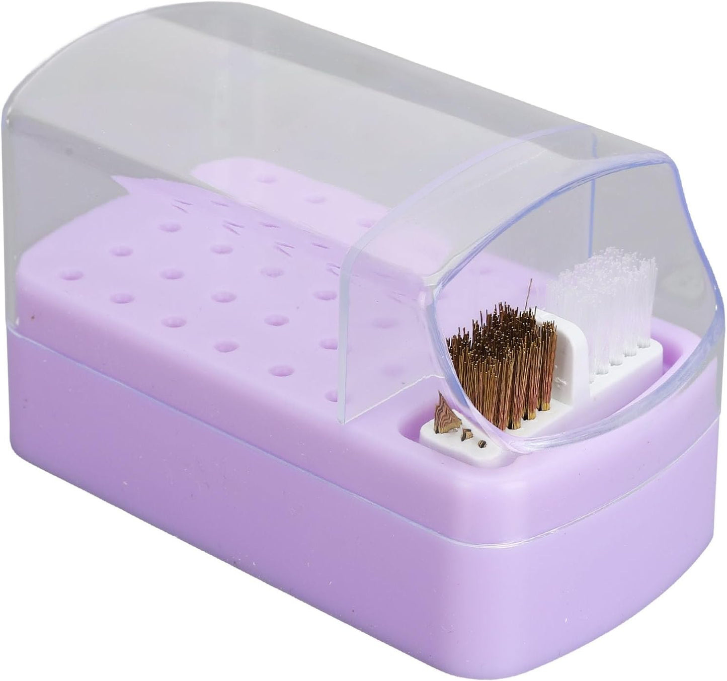 Dioche Nail Drill Bit Holder Stand, Dust Proof Storage Container Box Case Organizer for Home Use or Nail Salon with 30 Holes, Gold ( 3)