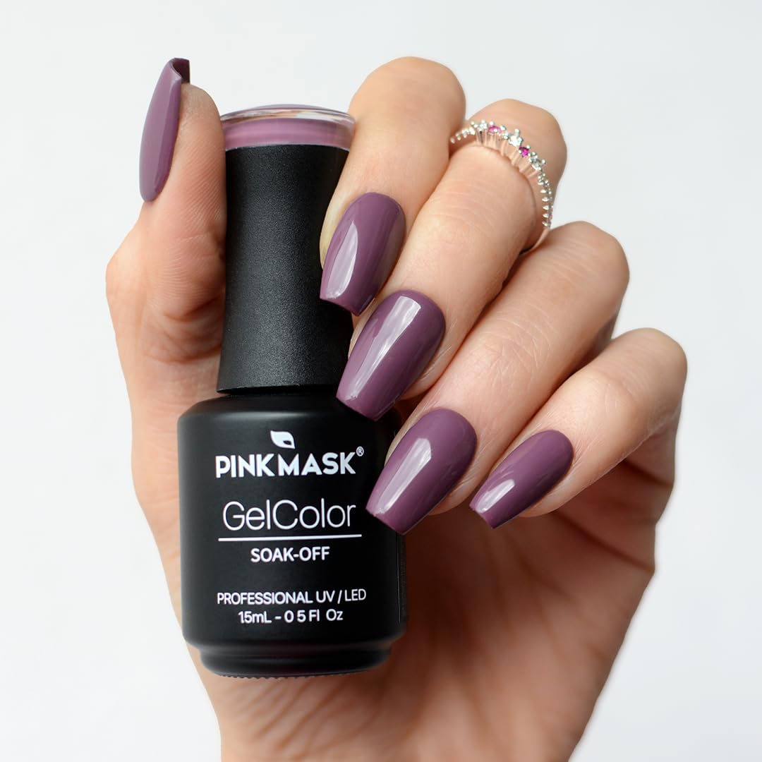 PINK MASK Gel Color Nail Polish The Suspect - Col. Mystery 15ml / o.5 oz - UV/LED Gel Polish, Non Wipe, Long Lasting, Soak Off Formula