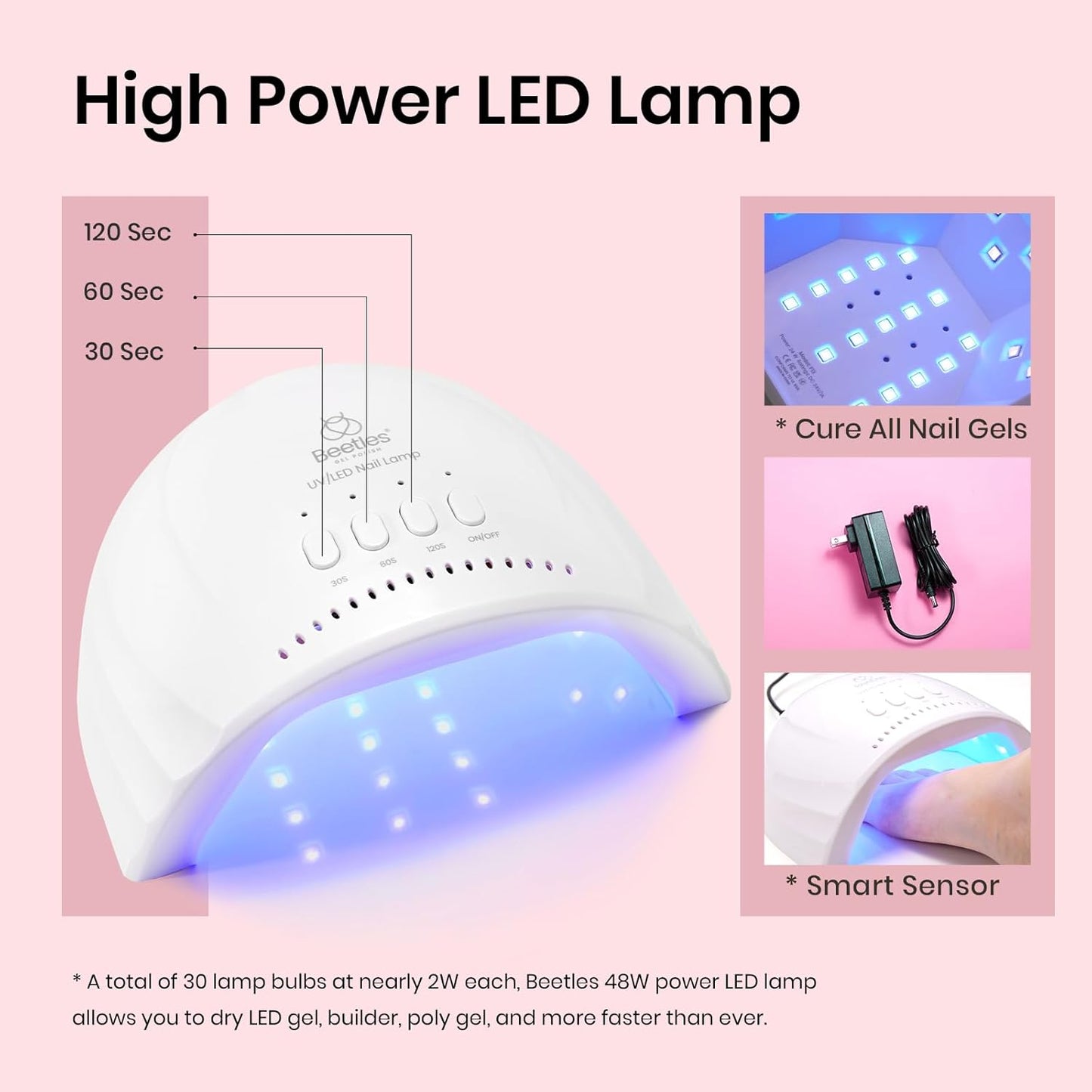 Beetles Gel Nail Polish Kit with Uv Light - 6 Colors Nude Gray Pink Gel Polish Starter Kit Manicure with Base Top Coat Soak off Led Salon DIY at Home Gifts for Women Teens Girls