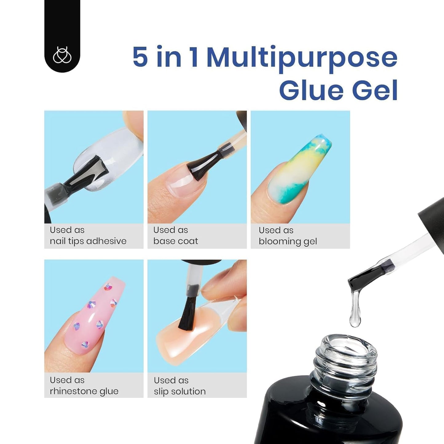 Beetles Gel Nail Tips 510Pcs 15 Sizes Short Coffin Acrylic Nail Kit Clear Nail Tips 5 in 1 Nail Glue Base Gel and Uv Led Lamp Easy DIY Press on Nails Extension Set for Women