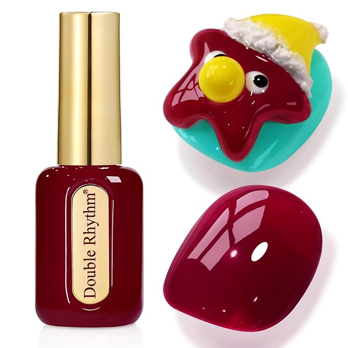 Double Rhythm 0.50 OZ Gel Polish Hema Free Same Color Same Bottle Golden Round Translucent Neutral Natural Milky 15 ML Jelly UV Polish Art DIY at Home (Dark Burgundy-C1563)