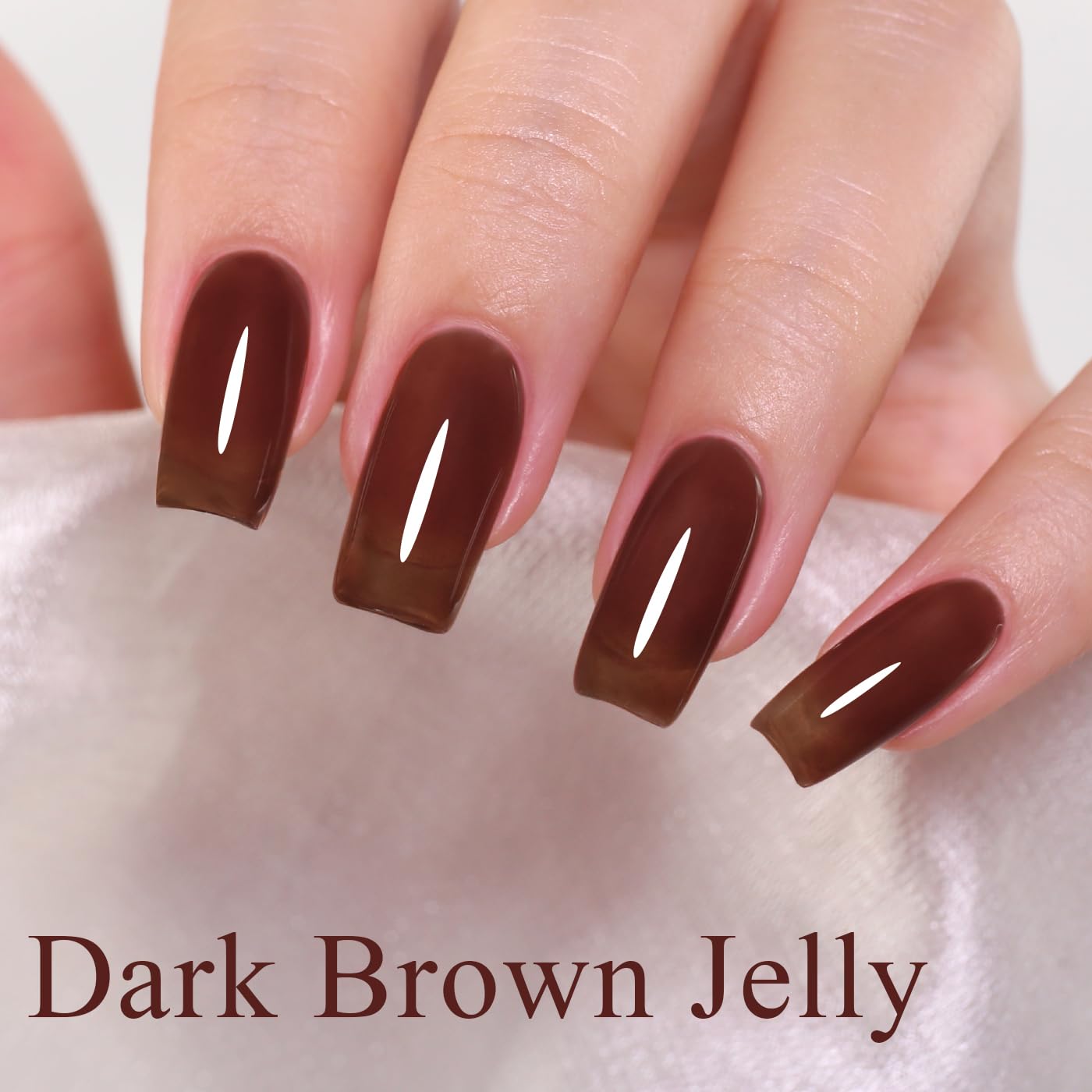 Imtiti Jelly Gel Nail Polish, Dark Brown Sheer Jelly Nail Gel Polish Autumn Winter Translucent Art Manicure Soak Off UV LED Salon DIY Design 10ML