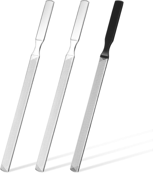 Metal Toenail File, 3Pcs Heavy Duty Toenail File for Thick Toenails Fingernails Stainless Steel for Men & Women, 7 Inch Durable Professional Nail Care Tool
