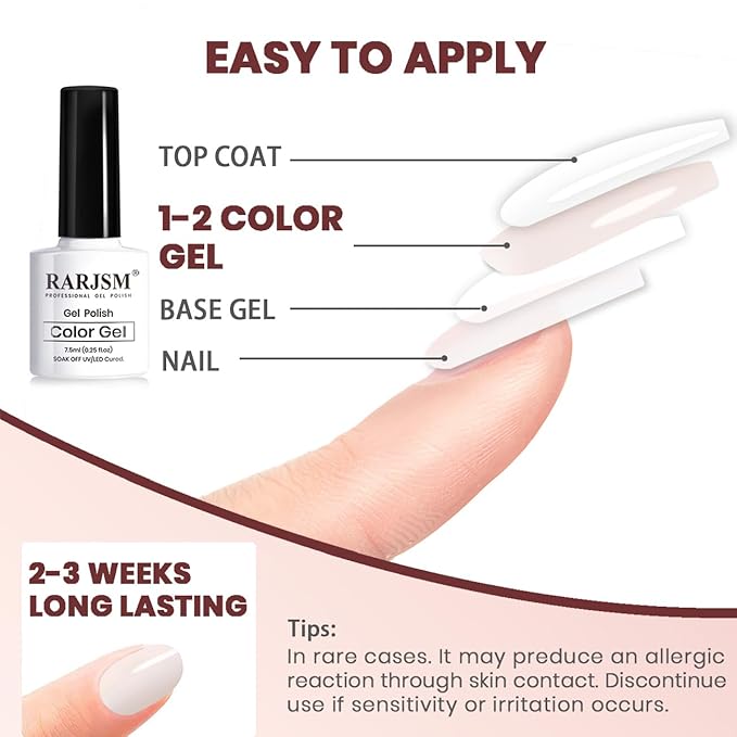 RARJSM Nude Gel Nail Polish Pale Pink White Neutral Color Skin Tone Gel Polish 15ml Single Bottle Transparent Sheer Jelly Pink Nail Gel Polish Soak off UV LED Cured for Home Salon DIY Manicure