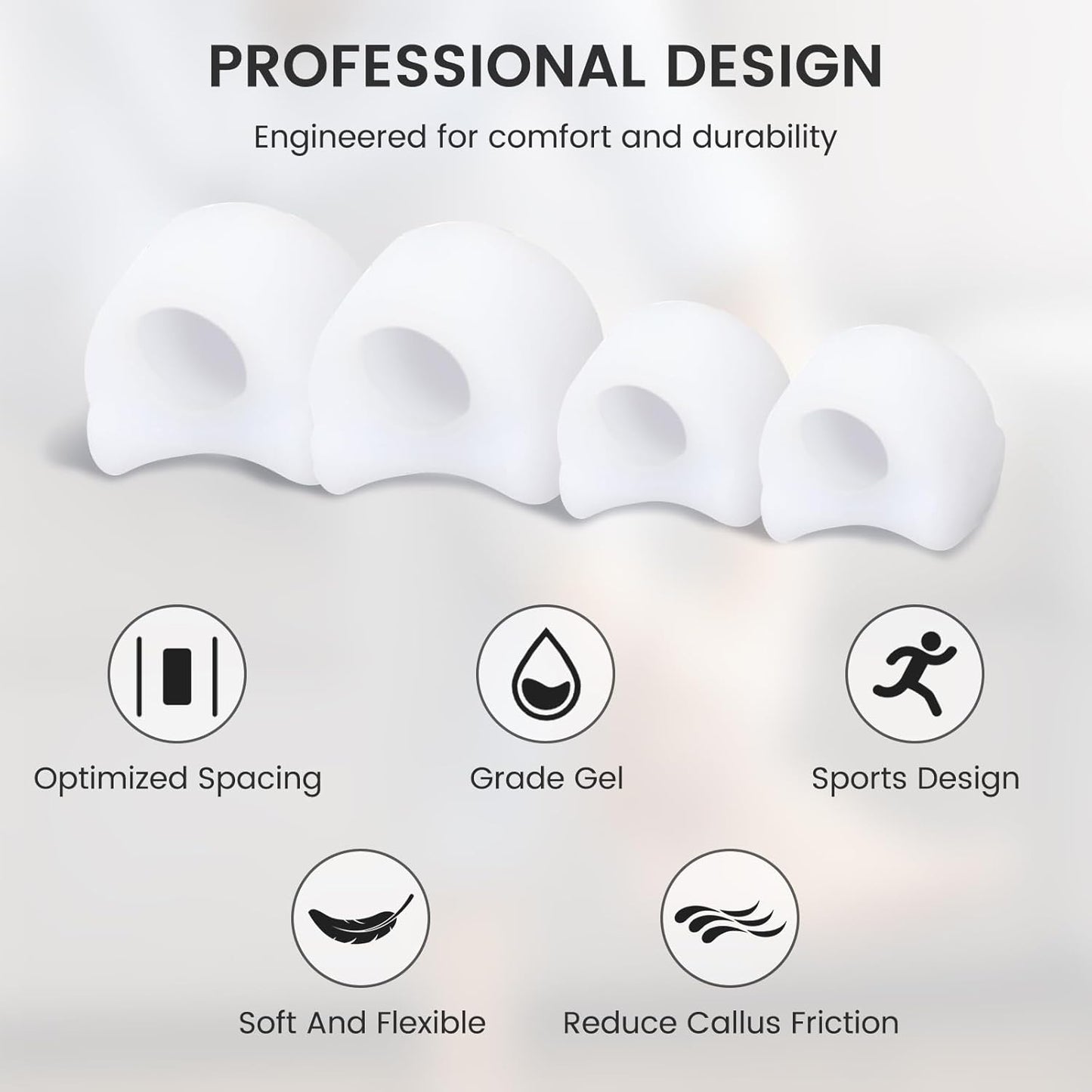 Toe Separators for Women, Yoga Toes Separator Women, Bunion Corrector for Big Toe, Toe Separators for Overlapping Toes for Bunions, Overlapping, Corrector and Spacer, White