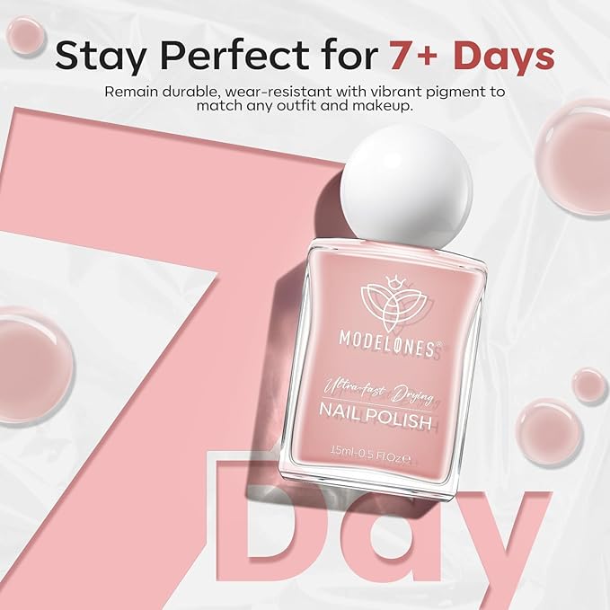 modelones Jelly Nude Nail Polish, 15 ml Jelly Natural Pink Translucent Color Quick Dry Nail Lacquer Strengthener Long Last Shine Fingernail Toe Nail Art DIY Home Travel Manicure Gift for Women Girls