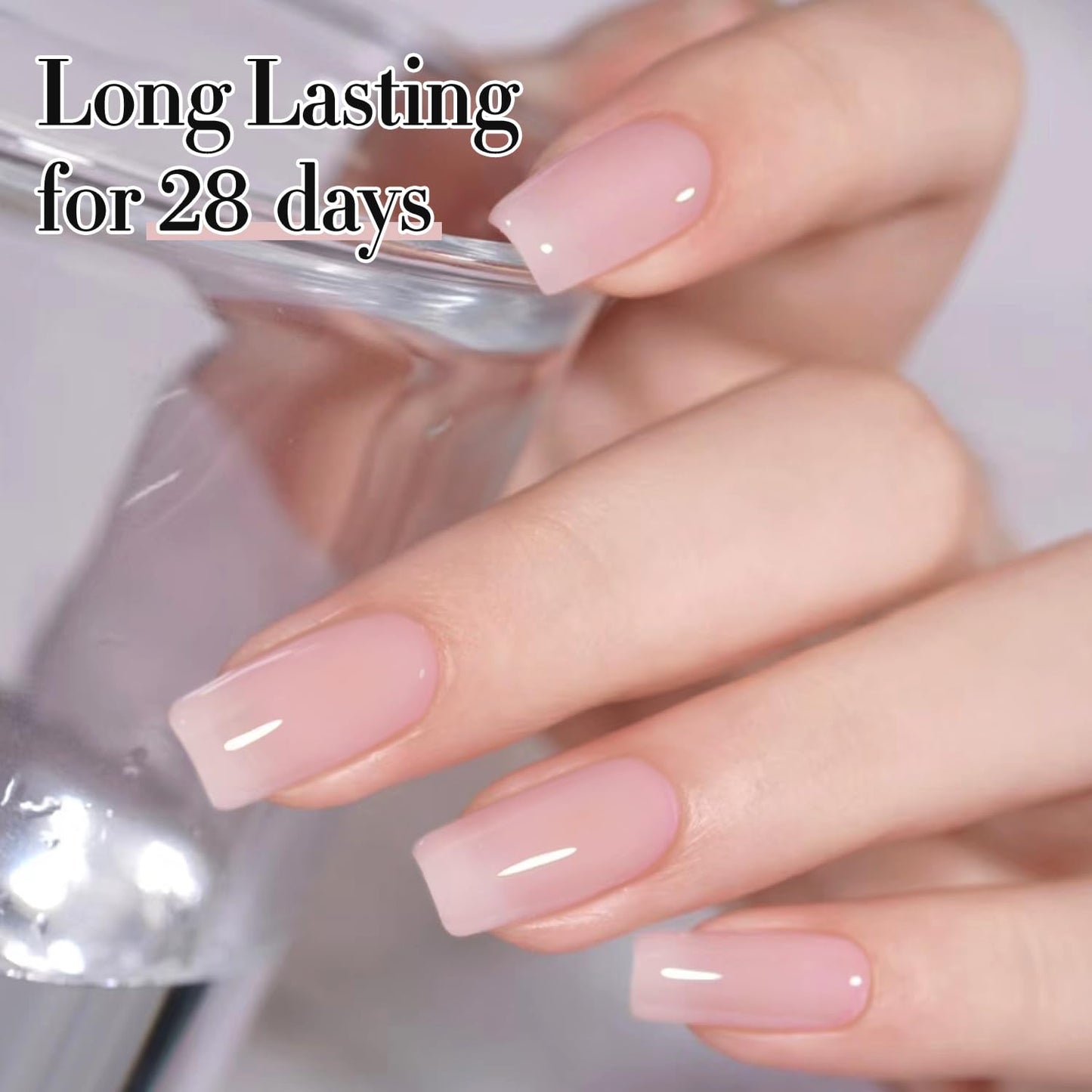 Double Rhythm Gel Polish Translucent Sheer Neutral Natural Light Milky Same Color Same Bottle 15ML Jelly Polish Art DIY at Home (Baby Pink-A1376)