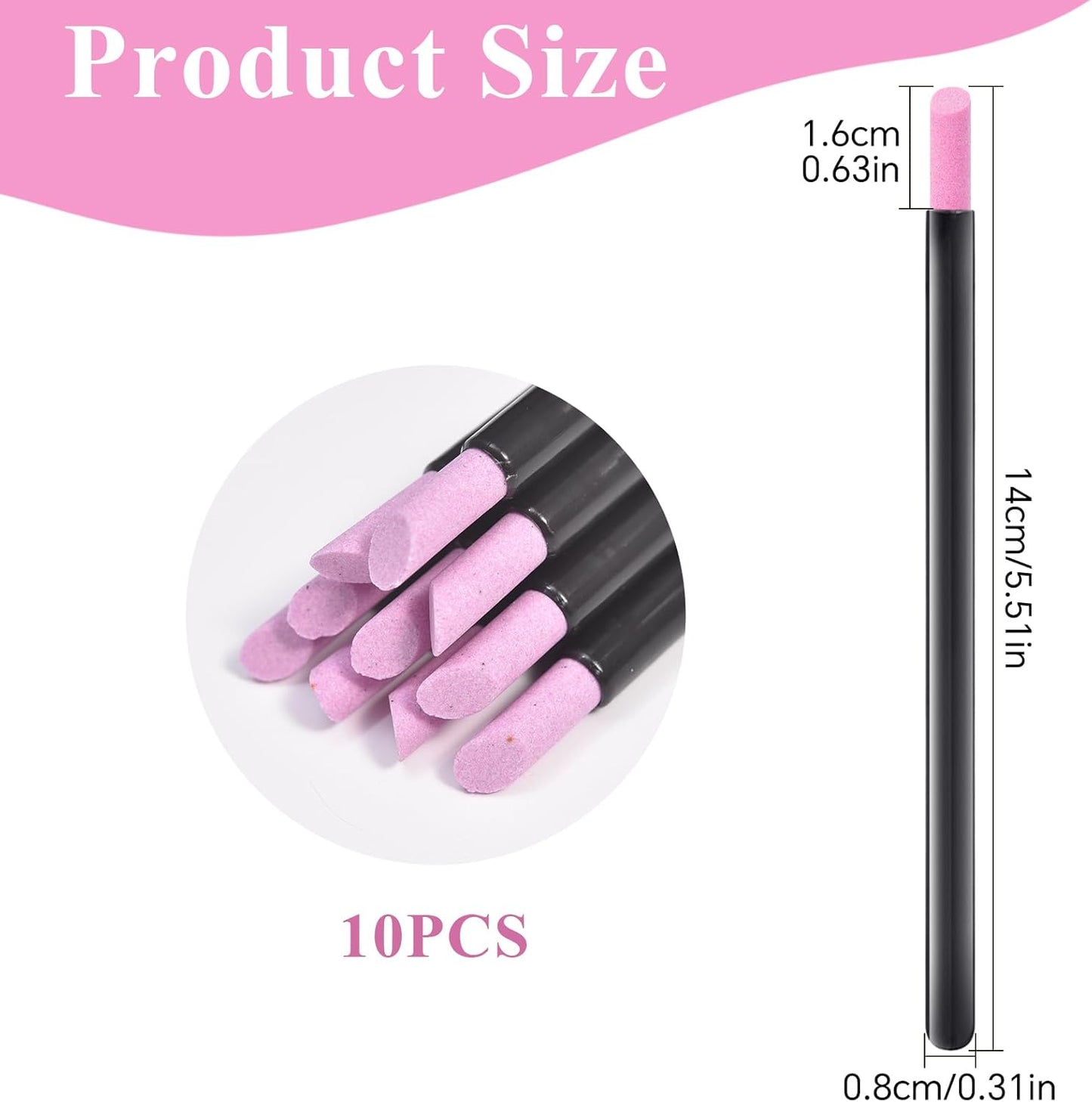 10Pcs Stoe Sanding Nail File Tools Nail File Cuticle Removal Buffer Washable Pedicure Manicure Pen Cuticle Pusher Stick for Nail Care