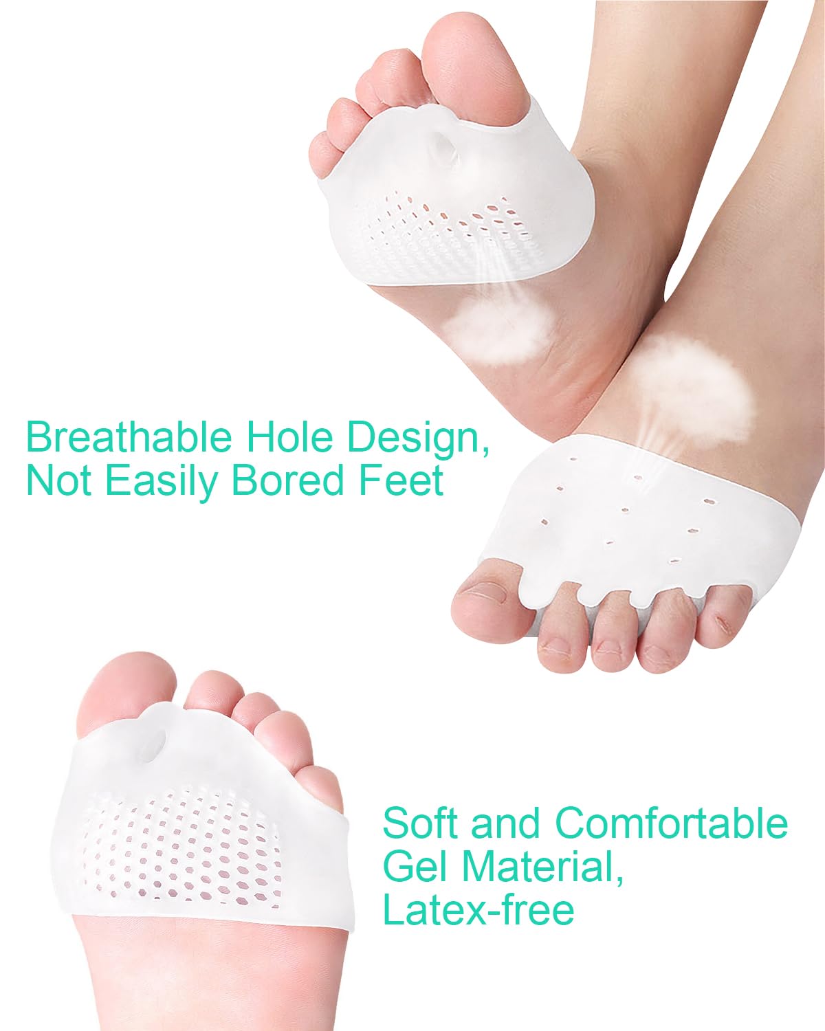 3 Pairs Metatarsal Pads Toe Spacers Separators for Bunion Correction, Soft and Breathable Foot Cushion Hammertoe Corrector for Women Men Feet Relief