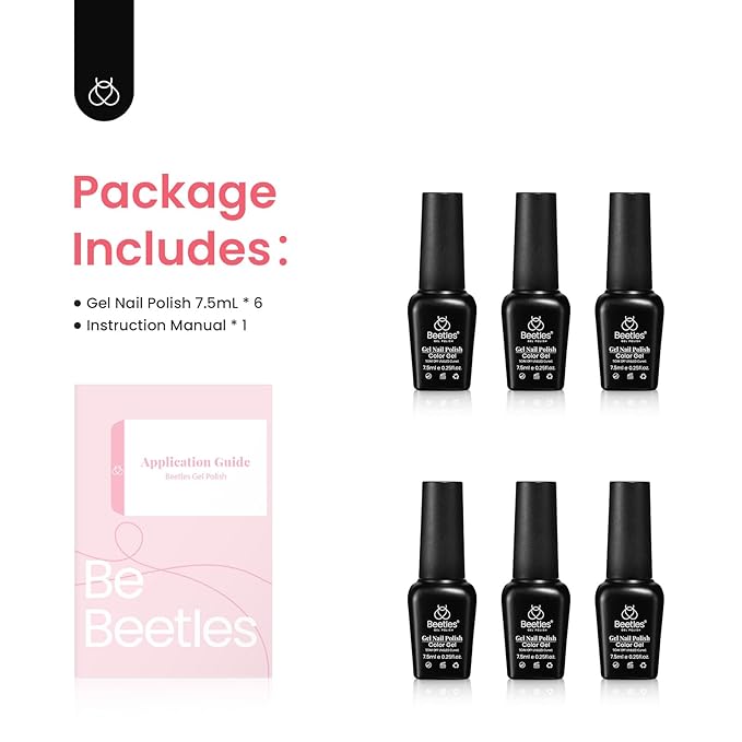 Beetles Fall Gel Nail Polish Set, 6 Colors Nude Brown Pink Milky White Glitter Gel Polish Set Soak Off Uv Led Lamp Manicure Gifts for Women