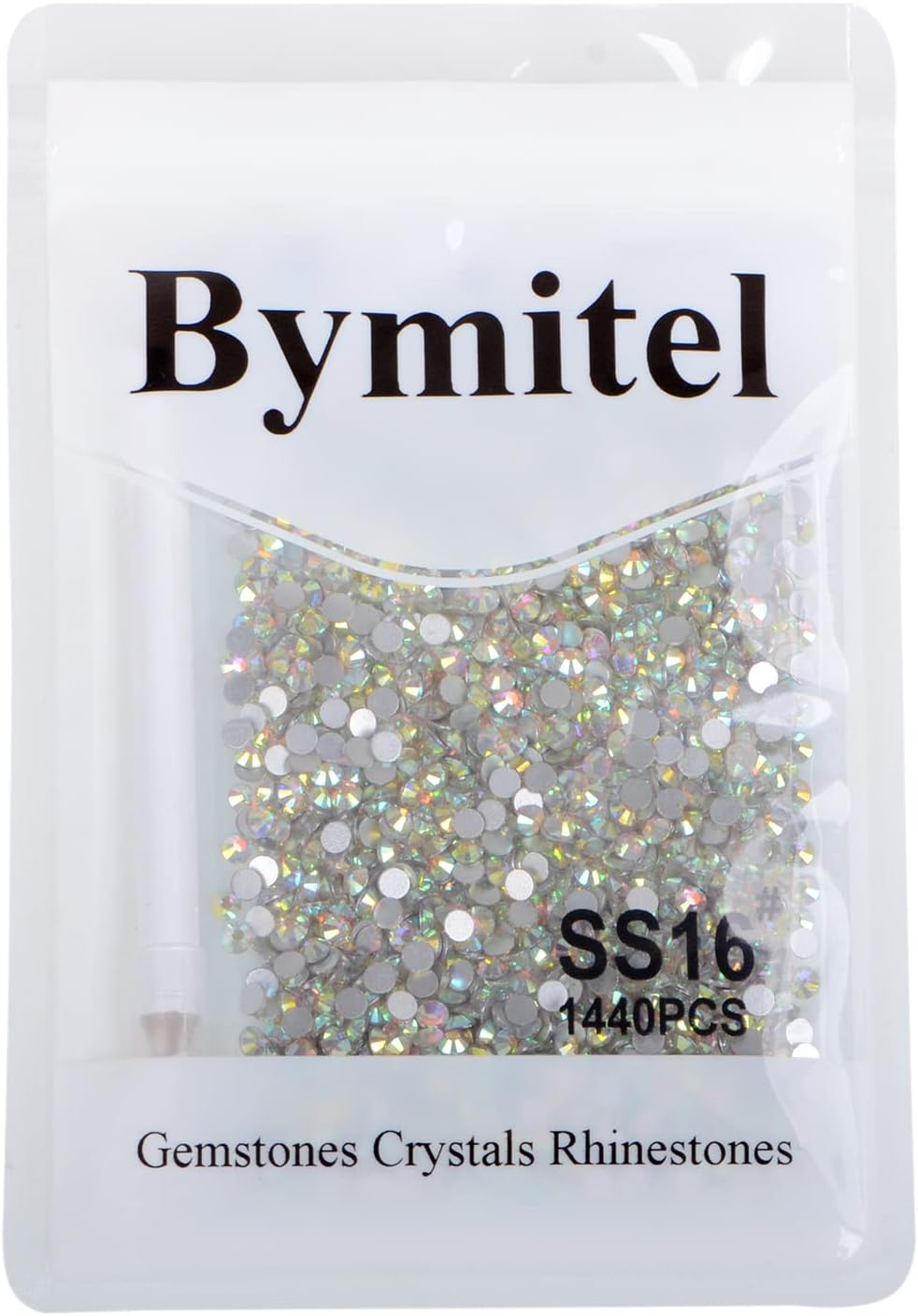 1440PCS Art Nail Rhinestones Non Hotfix Glue Fix Round Crystals Glass Flatback for DIY Jewelry Making with one Picking Pen (ss16 1440pcs, Crystal AB)
