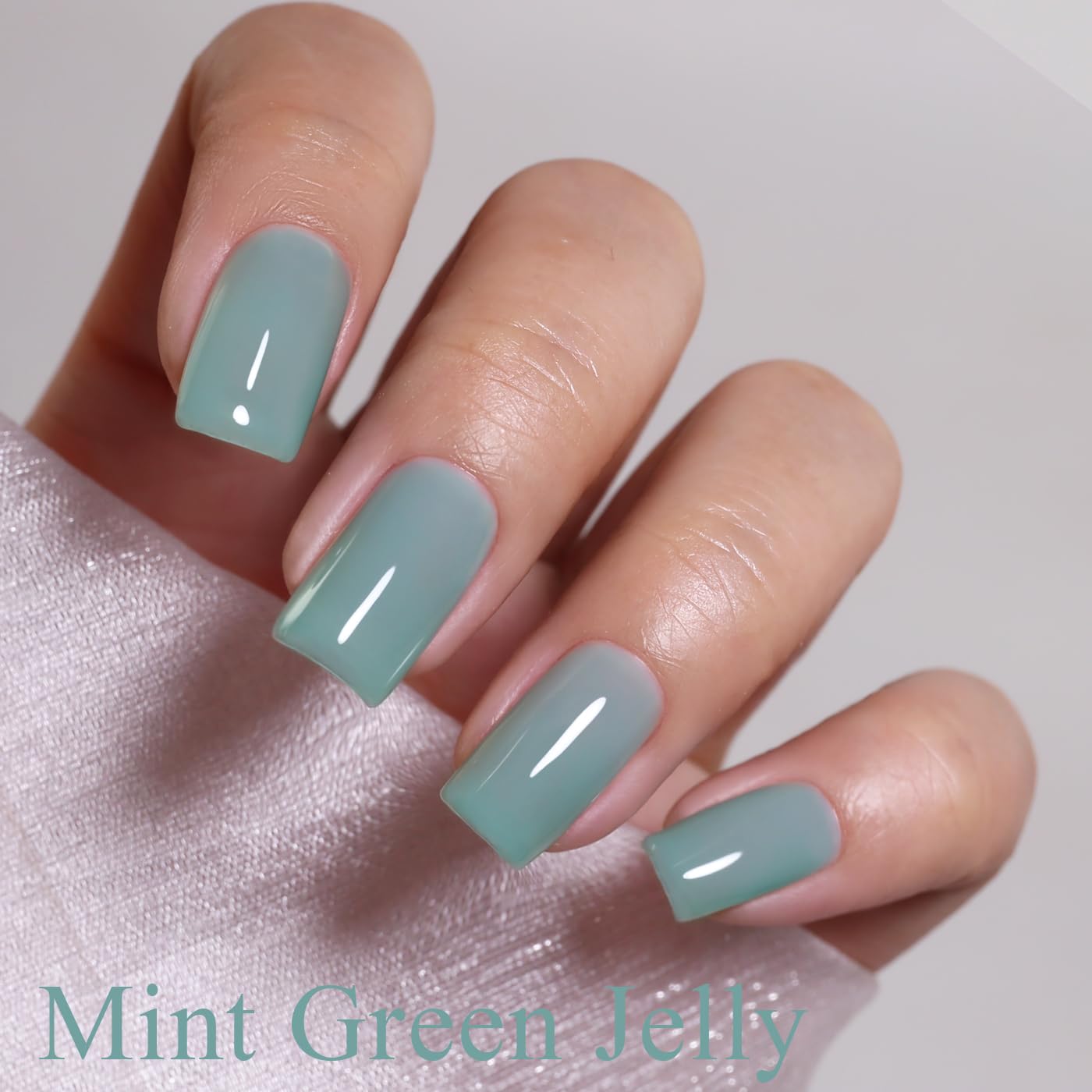 Imtiti Jelly Gel Nail Polish, Aqua Mint Green Sheer Jelly Nail Gel Polish Soak Off UV LED Spring Summer Translucent Art Manicure Salon DIY Design 10ML