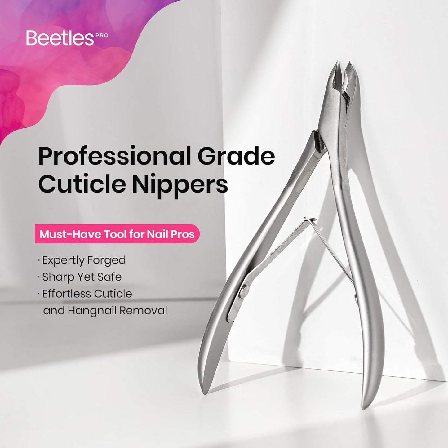 Beetles Pro 1-Pcs Cuticle Trimmer – Professional 4MM Blade Swan Neck Cuticle Nippers Stainless Steel Dead Skin Nails Nippers for Nail Care, Nail Art Prep – Salon Quality Manicure Tool