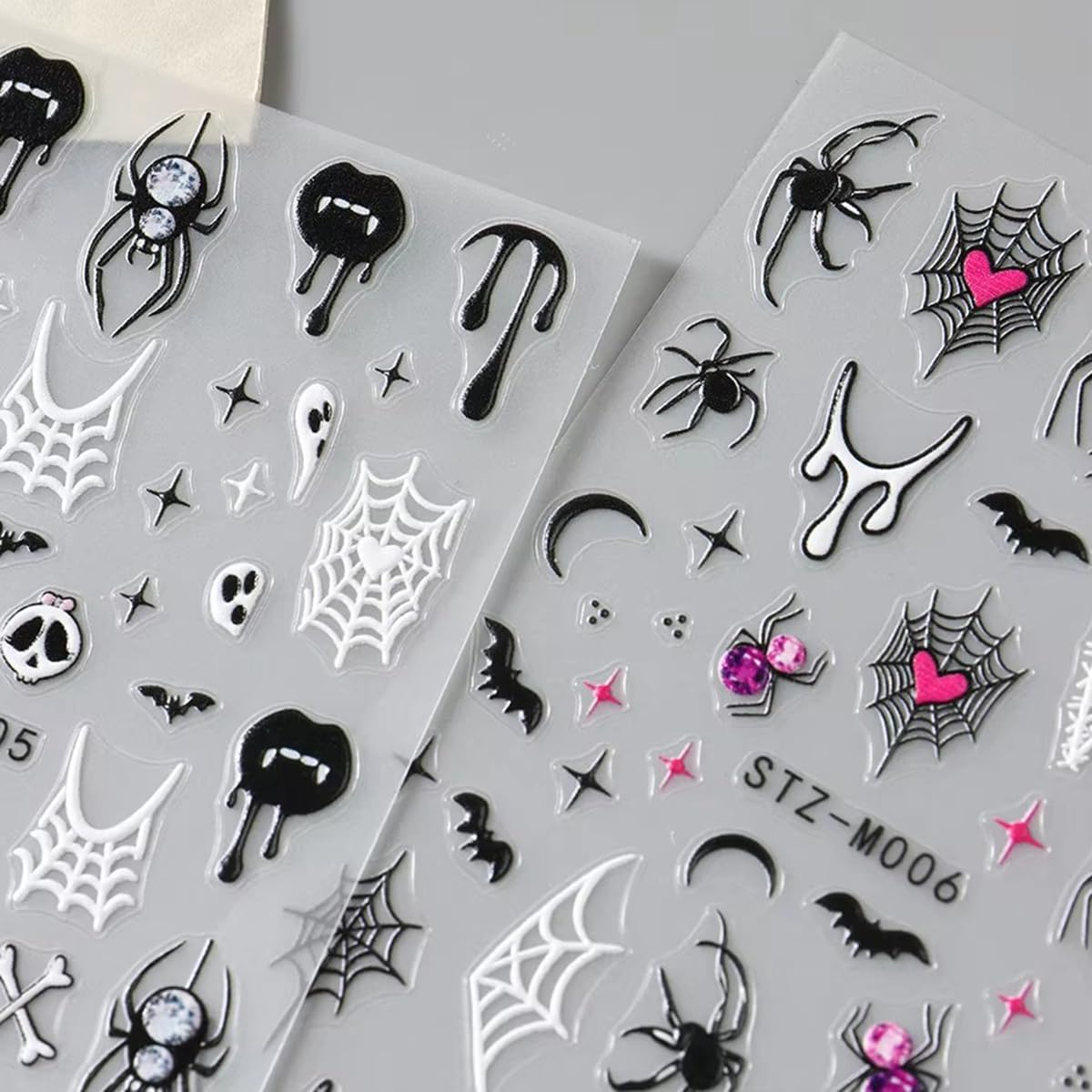 Halloween Nail Art Stickers Decals Halloween Spider Web Spider Nail Decals 3PCS Ghost Bat Skull Star Design 5D Engraved Nail Stickers Nail Art Supplies for Women Holoday DIY Manicure Nail Decorations