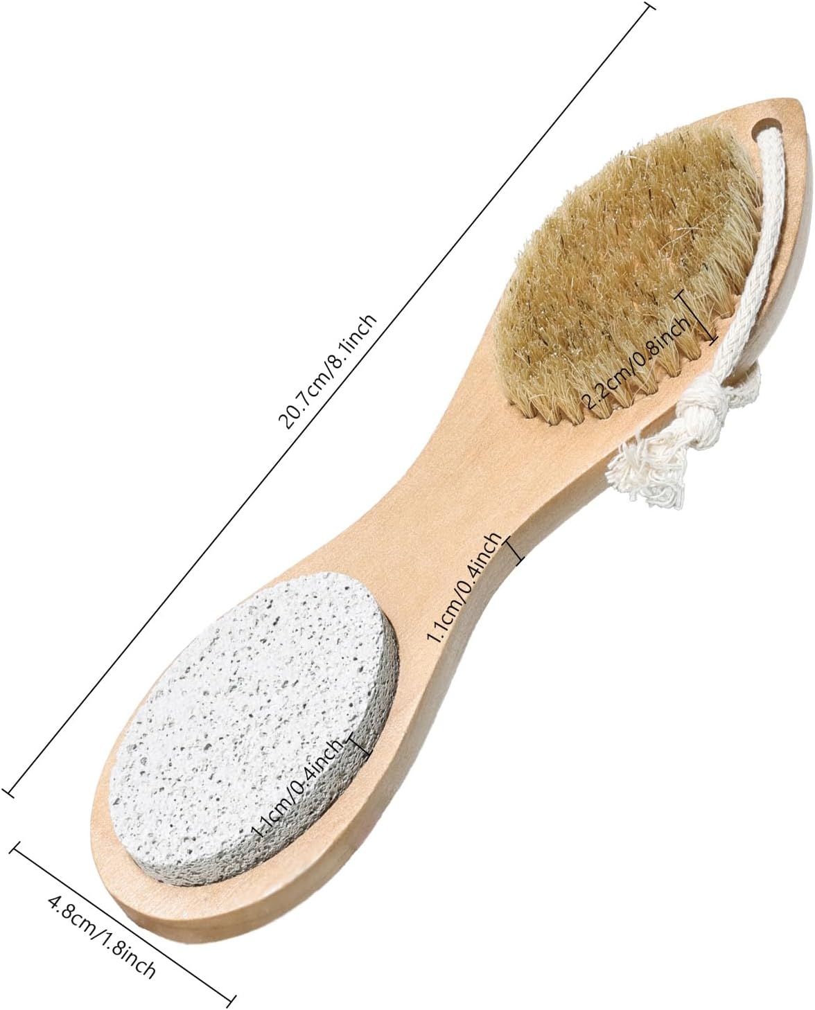 Pumice Stone Brush for Feet 4 in 1, Wooden Foot File Callus Remover, Foot Rasp and Sand Paper Pedicure Tools with Handle, Shower Foot Scrubber, Soft Smooth Feet for Home Foot Care