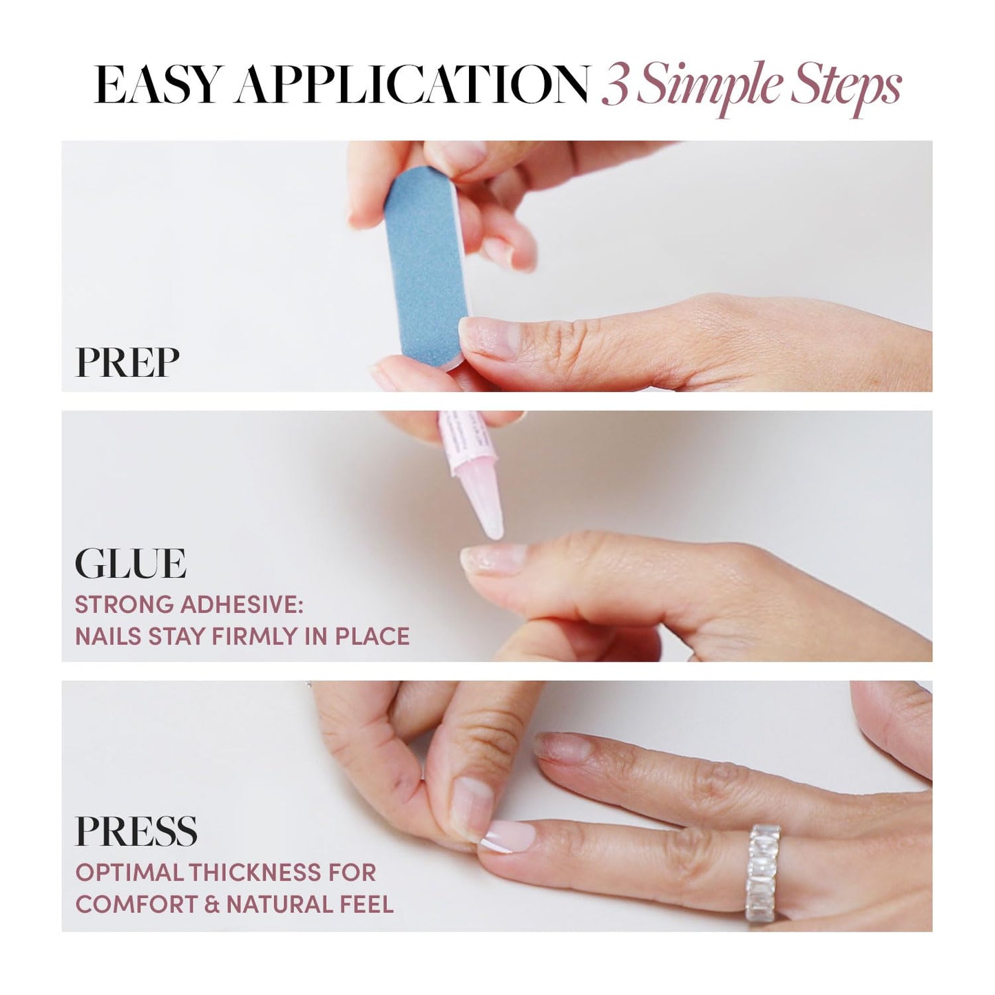 Glamnetic Press On Nails - Cobalt Blue | Opaque Bright Vibrant Blue Short Almond Fake Nails, Salon Quality | 15 Sizes - 30 Nail Kit