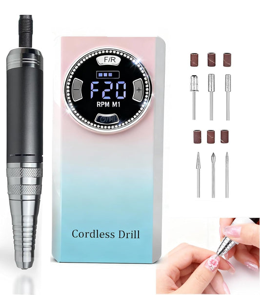 Professional Electric Nail Drill , LUMCRISSY 40000 PRM Electric Nails File Machine for Acrylics, Rechargeable Nail File Nail Grinder Drill Bit Manicure Pedicure for Salon and Home Use