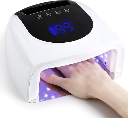 96W UV LED Cordless Nail Lamp,Nail Dryer with 42 Beads,UV Light for Gel Nails Manicure for Fingernails & Toenails,Professional LED Nail Lamp for Salons with 4 Timers and Smart Sensor (White)