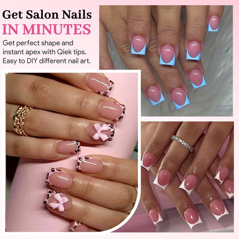Extra Short Sharp Square Fake Nail Tips - 15 Sizes 240 PCS Clear French Half Matte Press On False Nail Tips Full Cover Gel Nail Tips Extensions Thick Long Lasting DIY Beginners & Salon Manicure