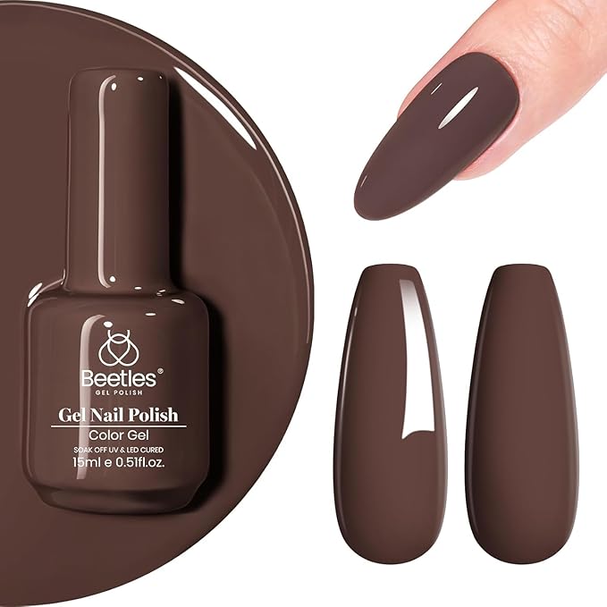 Beetles Brown Gel Nail Polish – 15ml Fall Dark Brown Gel Polish Gel Polish Soak Off Uv LED Nail Lamp Nail Art Manicure Gift for Women