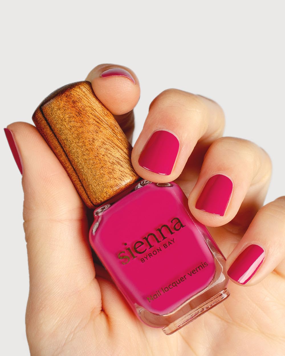 Sienna Byron Bay Goddess, Raspberry Pink Natural Nail Polish, Long-Lasting, Vegan & Cruelty- 10ml – .34 fl oz.