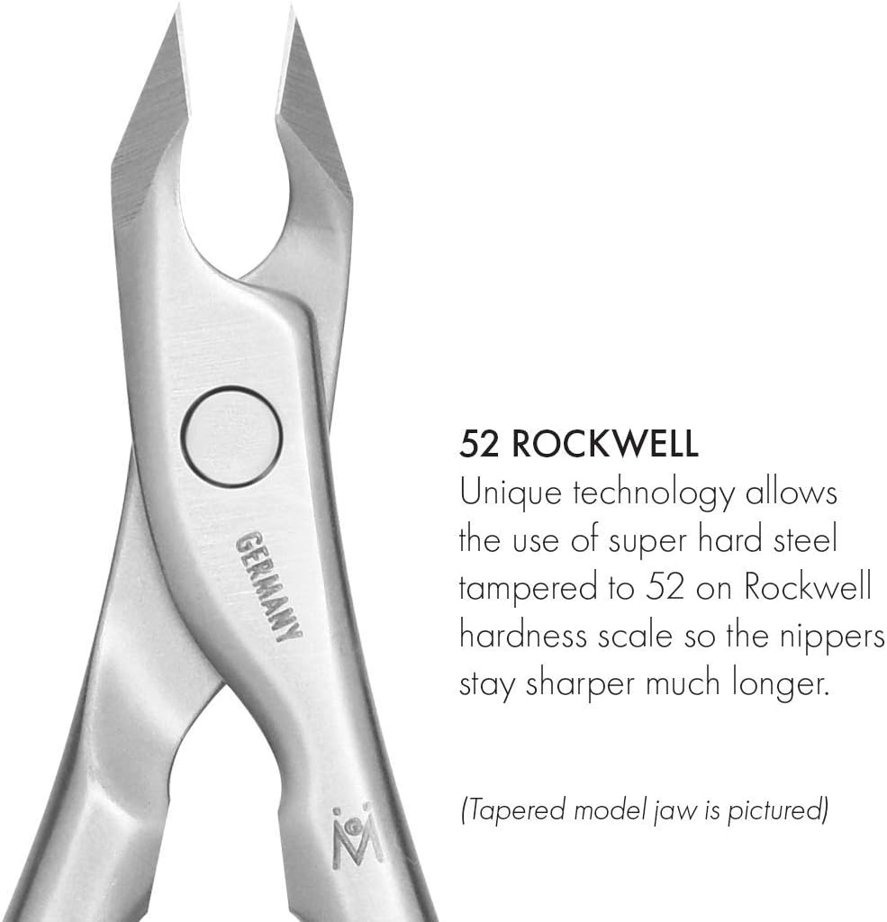 GERMANIKURE Tower Point Cuticle Trimmer - 1/2 Half Jaw Nipper - Ethically Made in Germany - FINOX Stainless Steel Professional Sharp Cuticle Remover in Leather Case – Manicure Tool, r145, 5mm