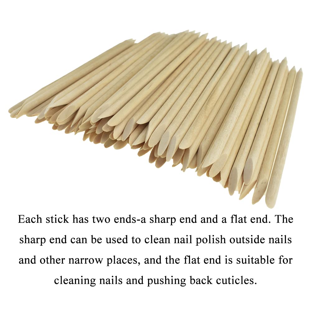 HAHIYO 4.5inches 100PCs Orange Wood Stick for Nail Wooden Nail Cuticle Pusher Stick Double Sided Cuticle Remover Manicure Pedicure Pusher Stick Wood Cuticle Stick for Nail Manicure Tool Nail Cleaning