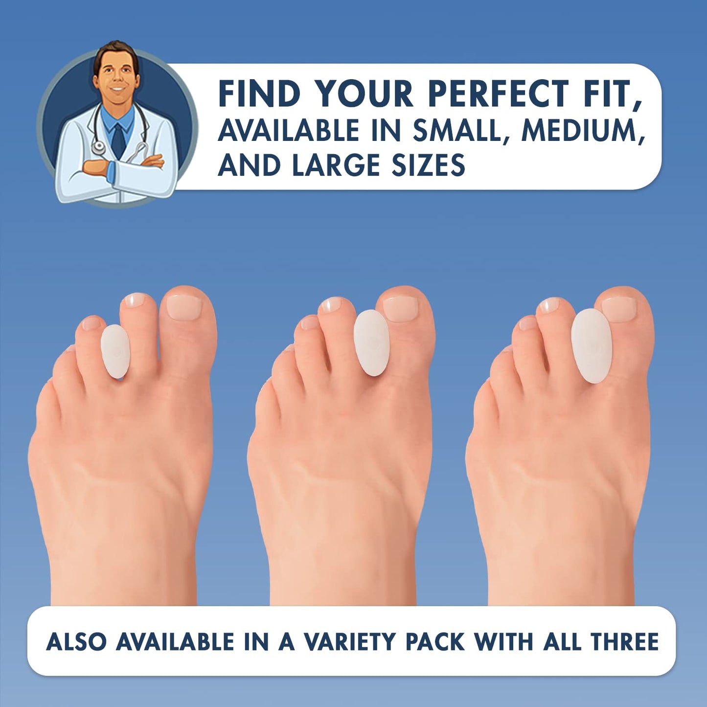 Dr. Frederick's Original Gel Toe Separators/Spacers - 6 ct - Temporary Bunion Corrector - Orthotic for Bunions & Overlapping Toe Pain - Ideal for Running, Yoga, and All-Day Foot Comfort - Small