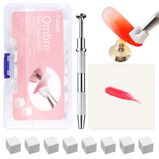 150Pcs Soft Nail Sponges for Ombre Mini Nail Art Sponges With Grabbing Pen Aura Nail Gradient Brush for Gel Nail Polish Sponge With 50pcs Disposable Gel Polish Palette Paper