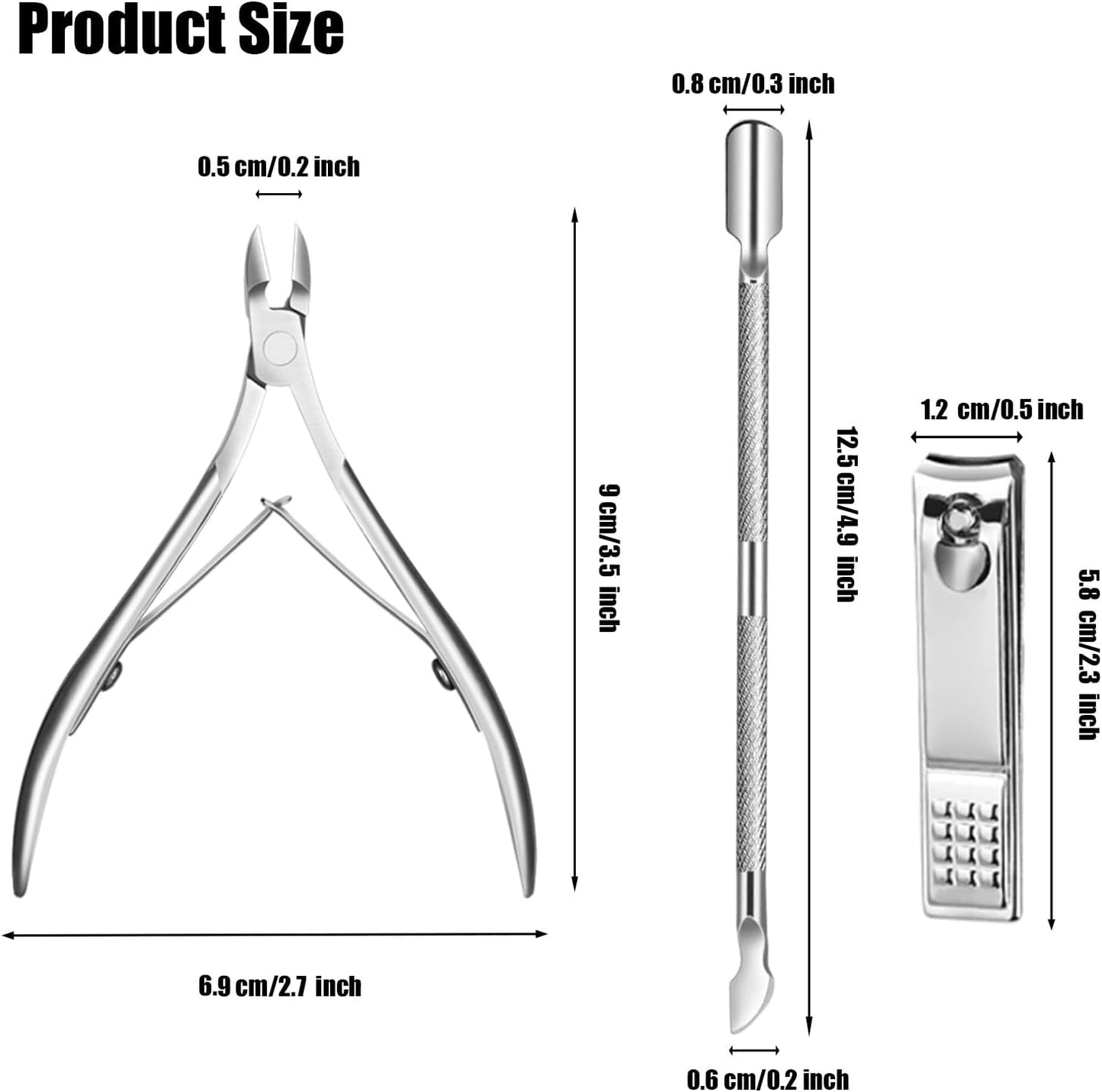 6 Pcs Cuticle Trimmer Cuticle Pusher Stainless Steel Cuticle Nipper Cuticle Remover Tool Kit Professional Cuticle Cutter for Fingernails and Toenails Manicure Pedicure Set