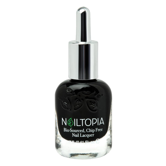 Nailtopia - Plant-Based Chip Free Nail Lacquer - Non Toxic, Bio-Sourced, Long-Lasting, Strengthening Polish - Respect (Black) - 0.41oz