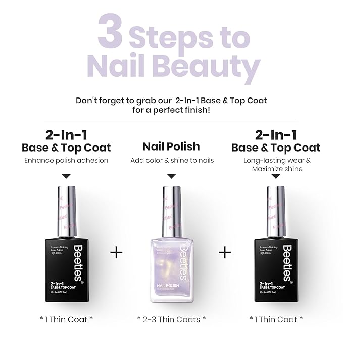 Beetles Nail Strengthener - Gold Purple Nail Concealer Fast Air Dry Shimmer Air Dry Nail Growth for Damaged Uneven Nails Fingernail Polish Imperfection Masking for Gold Shimmer Manicure Salon Quality