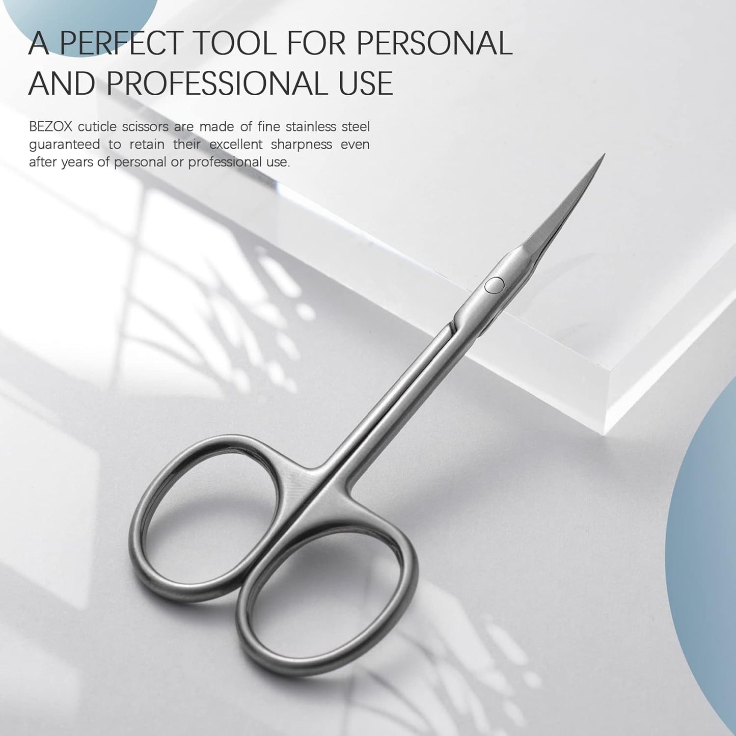 BEZOX Extra Fine Curved Cuticle Scissors, Super Thin Nail Scissors for Cutical Care Only, Professional Manicure Small Scissors, Stainless Steel CuticleTrimmer, 1 pcs