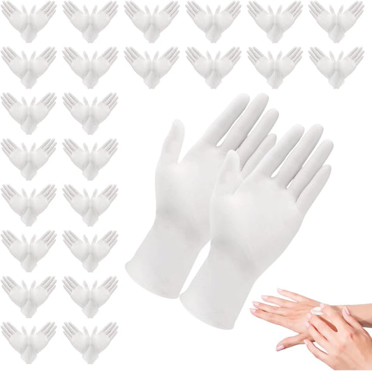 48Pcs White Cotton Sleep Glove, Night Stretchable Cloth Gloves for Dry Hands Eczema SPA Moisturizinc