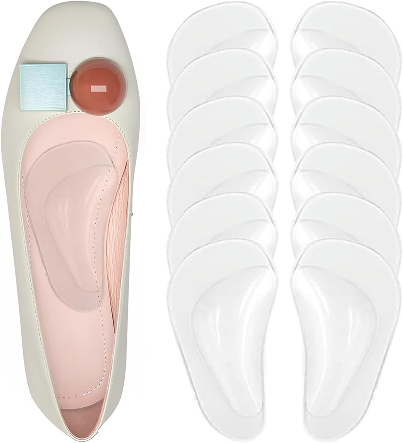 Correct-Position Gel Arch Support Insoles: Plantar Fasciitis & Flat Feet Relief, Adhesive Foot Pads for Pressure-Free Comfort- 6 Pairs