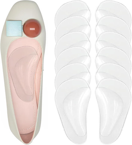 Correct-Position Gel Arch Support Insoles: Plantar Fasciitis & Flat Feet Relief, Adhesive Foot Pads for Pressure-Free Comfort- 6 Pairs