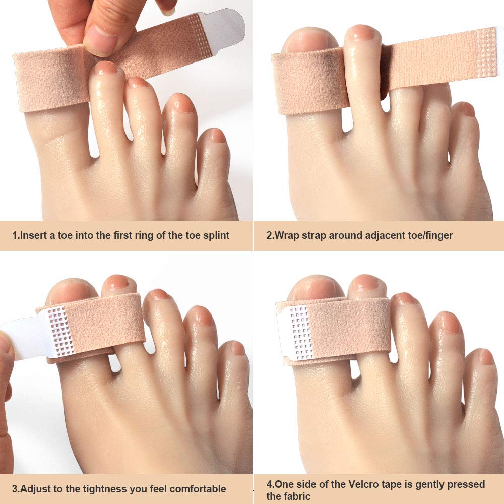 Lengthened Broken Toe Wraps for Your Big Toes, 8 Pcs/Pack Fabric Toe Splint Toe Cushioned Bandages Finger Protectors Straightener Hammer Toe Separators