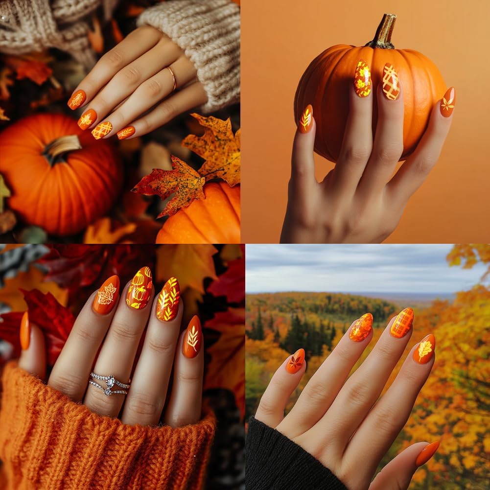 PH PandaHall 3PCS Fall Theme Nail Stamping Plate 88 Patterns Stainless Steel Nail Template Leaves Pumpkins Plaid Autumn Blessing Nails Art Plate for Thanksgiving Nails Art Design 4.7x2.4 inches