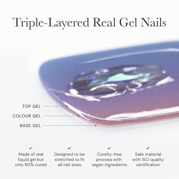 ohora Semi Cured Gel Nail Strips (N Heimish) - Brown, Glitter, Works with Any UV/LED Lamps, Salon-Quality, Long Lasting, Easy to Apply & Remove - Includes 2 Prep Pads, Nail File & Wooden Stick