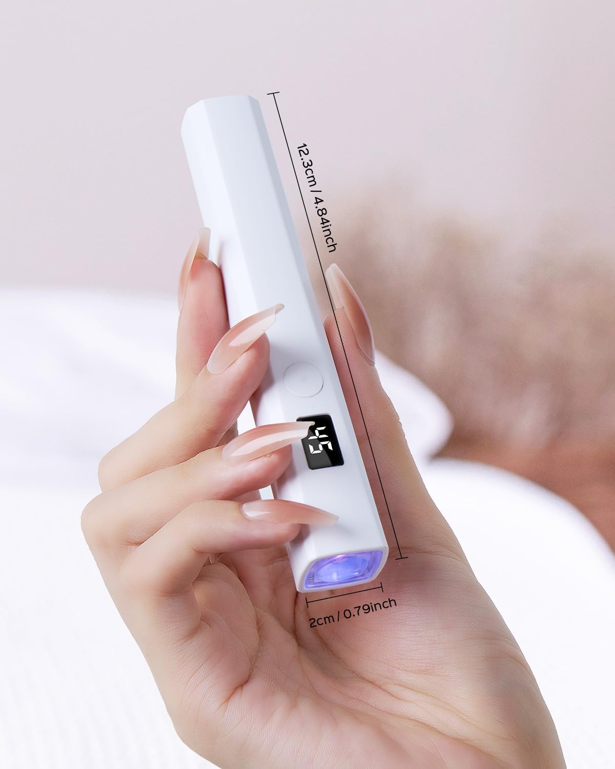 Handheld UV Light for Gel Nails, 5W LED Cordless Gel X Nail Lamp Rechargeable with LCD Display, Mini Nail Dryer, Fast Curing (White)