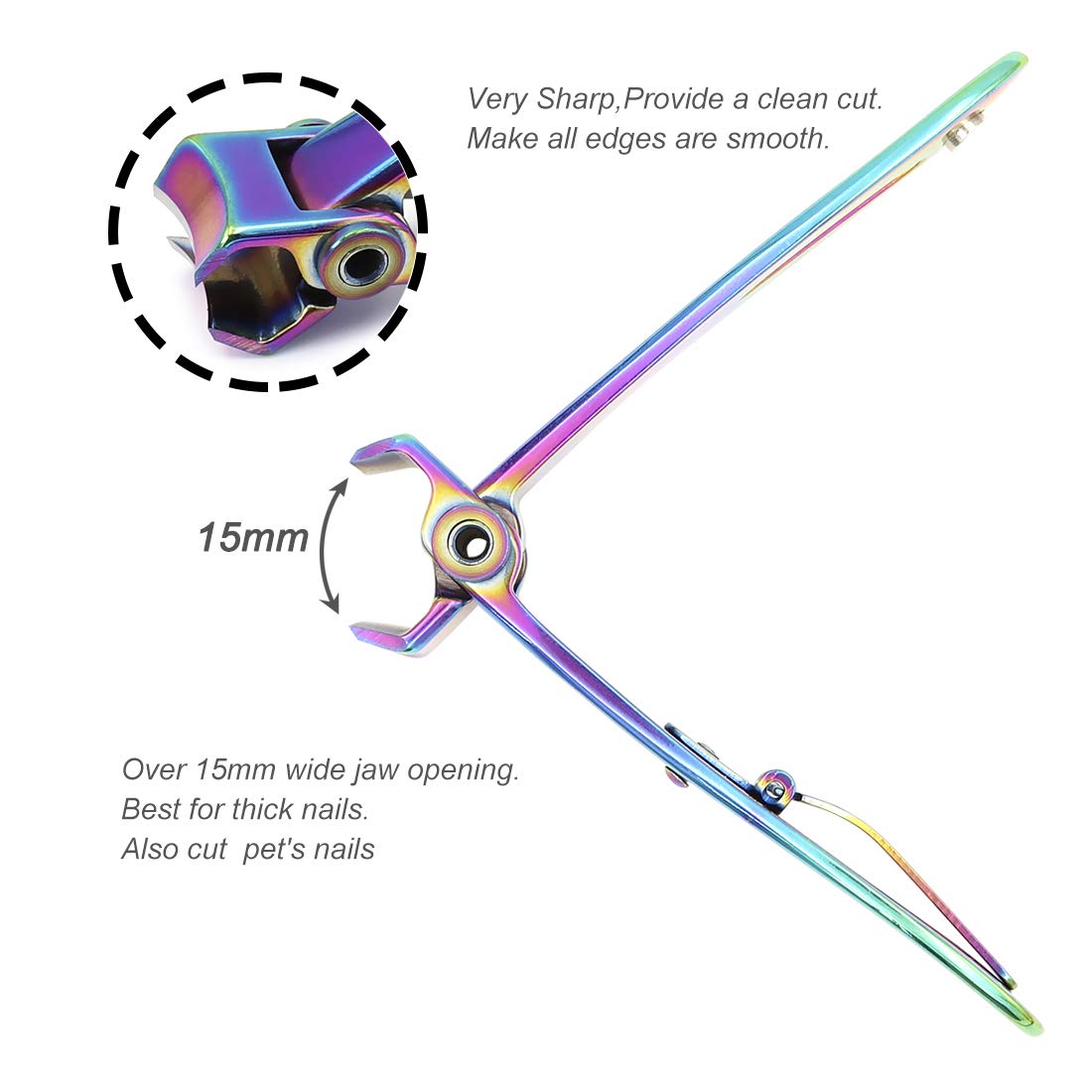 SZQHT Ultra Wide Jaw Opening Toenail Clippers Nail Clippers for Thick Nails Cutter for Ingrown Manicure Set,Pedicure Kit,Men & Women (Prismatic)