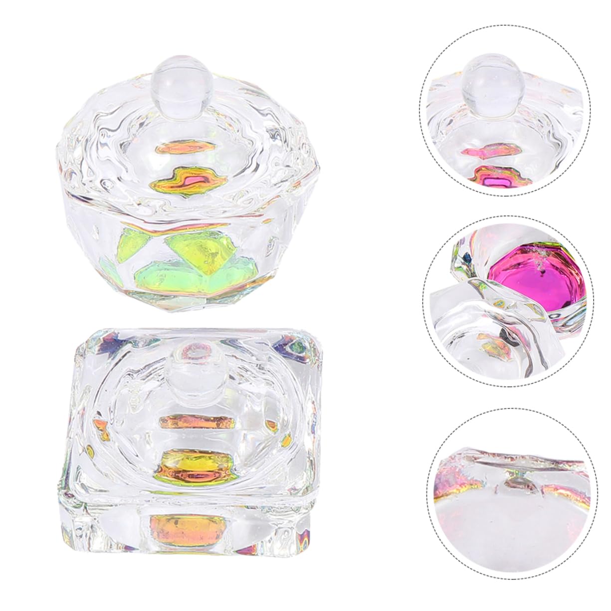 2pcs Nail Art Liquid Cup Crystal Nail Bowls Lid Manicure Soaking Bowl for Home Use