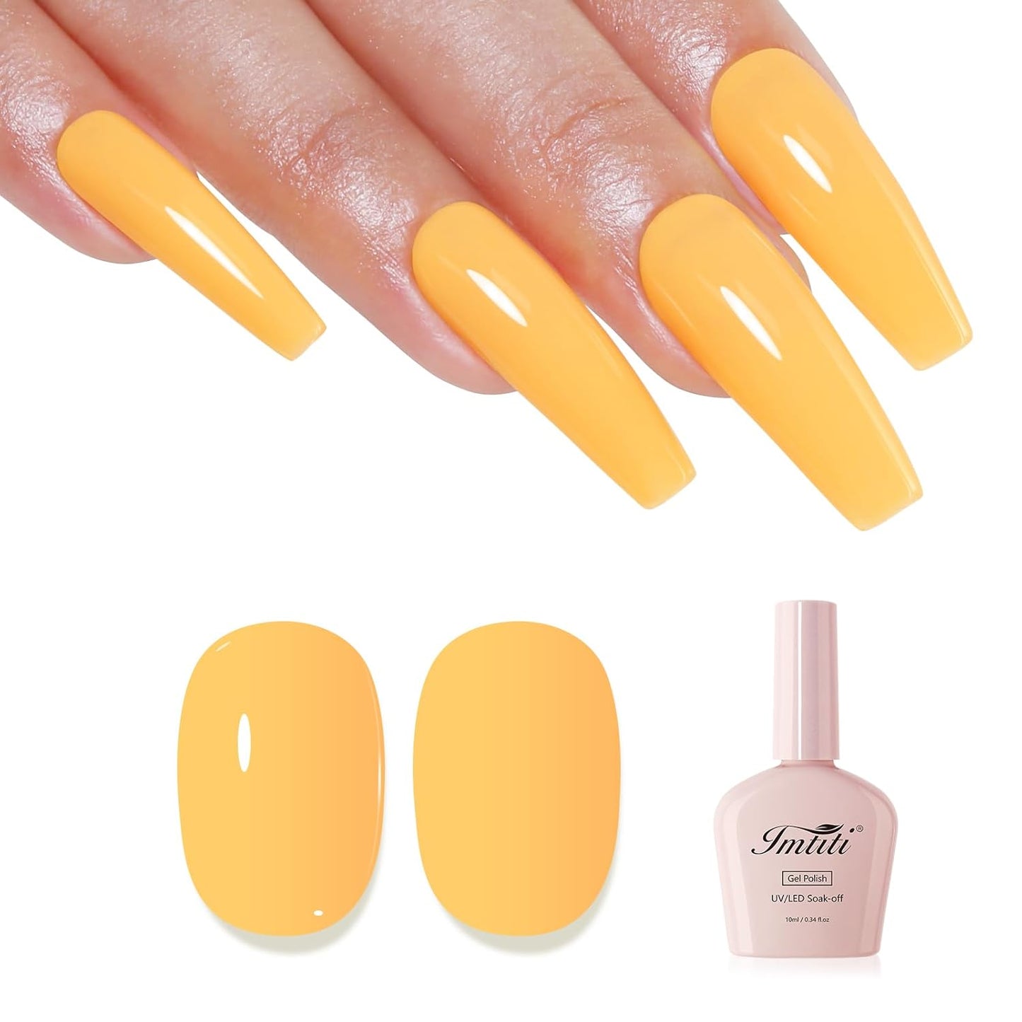 Imtiti Orange Gel Nail Polish, Orange Yellow Gel Polish High Gloss Soak Off UV LED Nail Gel Polish Spring Summer Art Manicure Salon DIY Design 10ML