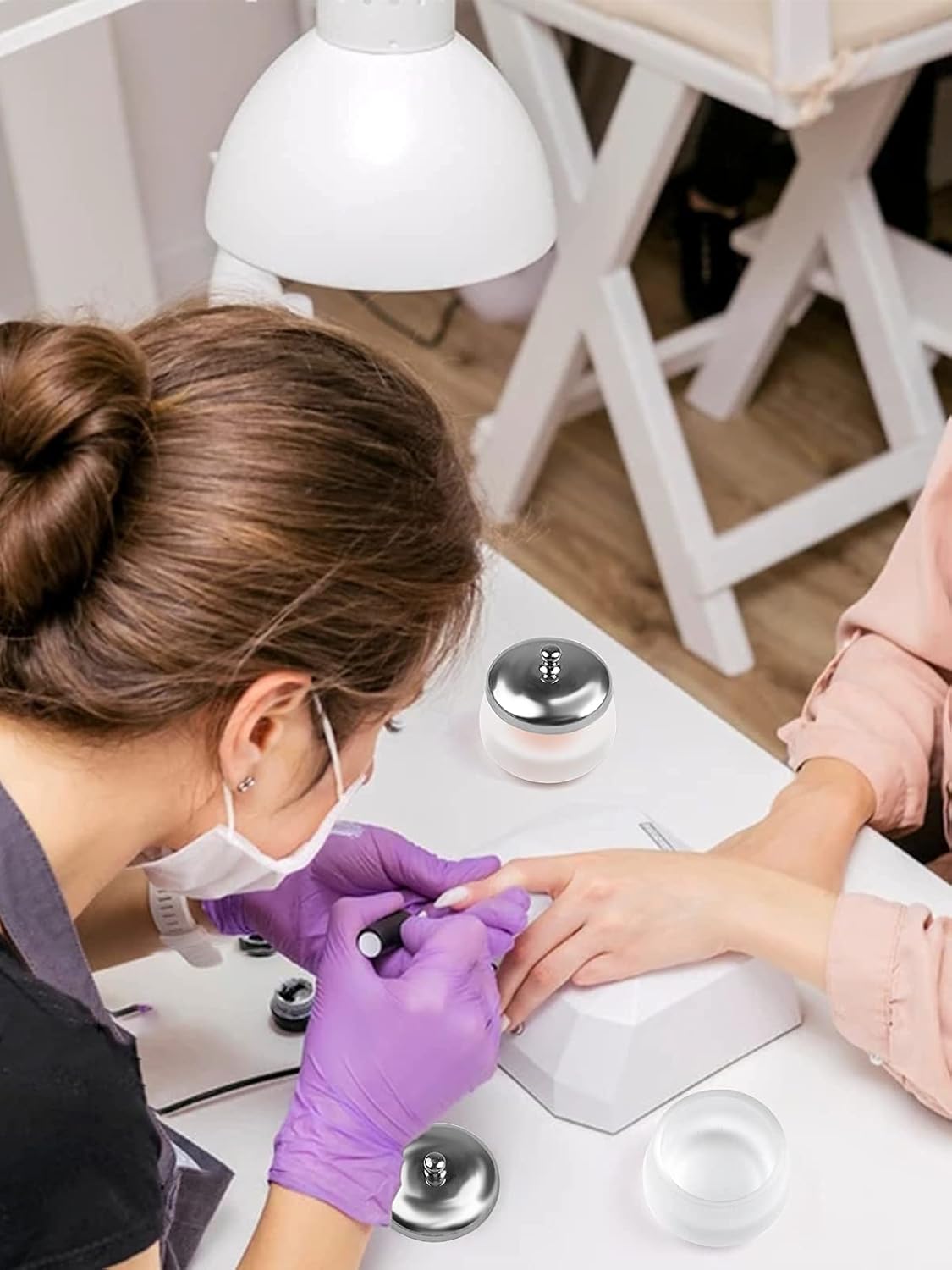 TOROKOM 2Pcs Dappen Dish Glass Monomer Dish with Lid for Acrylic Nails Cup Containers Holder for Liquid Powder Monomer Damping Dish（Matte）