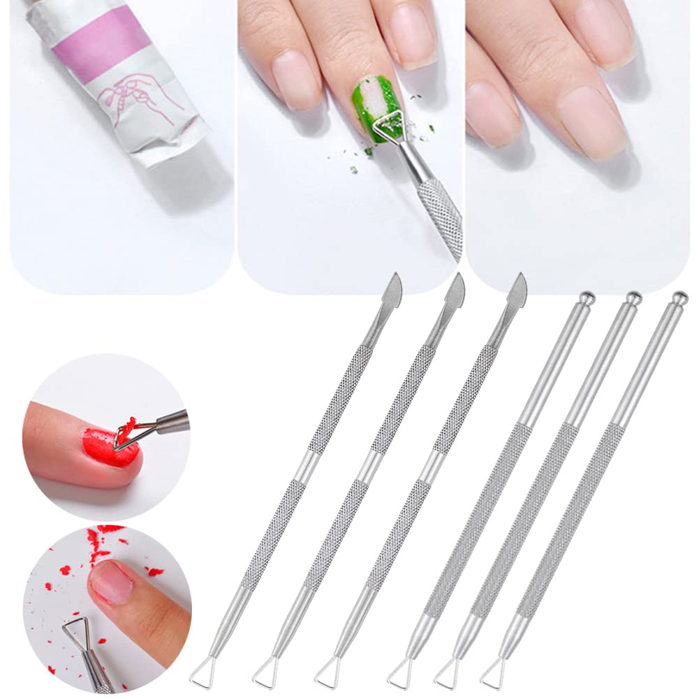8 Pack Stainless Steel Triangle Cuticle Pusher Double-head Nails Dead Skin Remover Cuticle Trimmer Stick Manicure Polish Tools for Manicure Beauty Salon