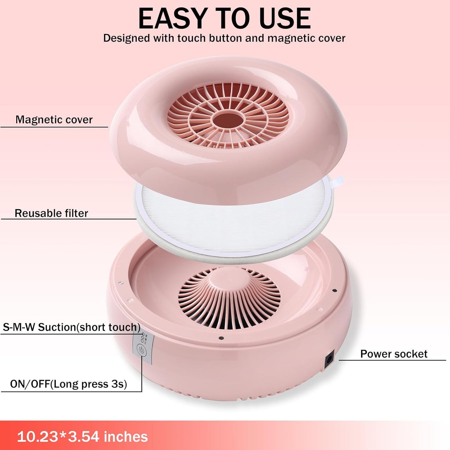 Nail Dust Collector Nail Tech with 2 Reusable Filters Powerful Suction Nail Vacuum Cleaner Fan Dust Collector Professional Electric Extractor Magnetic Cover Low Noise for Acrylic Gel